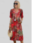 cheap Print Floral Dresses-Women&#039;s Midi Dress Summer Dress Print Dress Elegant Daily Going out Regular Fit Geometric Multicolor Short Sleeve V Neck Red Blue Purple Khaki Summer