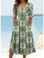 voordelige Boho Jurk-Dames Halflange jurk Zomerjurk Geplooide jurk Vakantie Casual Strandstijl Dagelijks Feestdagen Normale pasvorm Bloemig Grafisch Paisley Korte mouw Strakke ronde hals blauw Oranje Groen Zomer