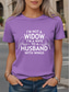 cheap Humor&amp;Quotes tee-Women&#039;s T Shirt Graphic Letter Vintage Stylish Classic Short Sleeve Crew Neck Round Neck Regular Tops Daily Print Black Purple Brown Green Summer Wife Husband