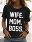 cheap Humor&amp;Quotes tee-Women&#039;s T Shirt Graphic Letter Stylish Casual Short Sleeve Round Neck Regular Tops Daily Weekend Print Black Red Blue Purple Summer Spring Teasing husband