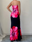 abordables Robes fleuries élégantes-Femmes Robe Longue Maxi Robe Robe de Bal Moulant Robe d'été Élégant Mode Soirée Fête Date Coupe régulière Fleur Sans manches Sans bretelles Bleu Rouge Été Printemps