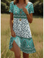 preiswerte Boho Kleider-Damen Minikleid T-Shirt-Kleid Sommerkleid Shiftkleid Urlaub Lässig Boho Party Strand Standard Passform Blumen Grafik Stammes Kurzarm Rundhalsausschnitt Gelb Rote Blau Purpur Sommer Frühling