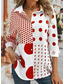 baratos Tops Geométricos e Listrados Femininos-Mulheres Camisa Social Gráfico Geométrica Casual Manga Longa Colarinho de Camisa Tops regulares Trabalho Diário Patchwork Botões Imprimir Preto Vermelho Primavera Outono