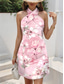 abordables Robes fleuries-Femmes Mini Robe Robe d&#039;Été Robe trapèze Robe dos nu Vacances Occasionnel Sortir Coupe régulière Fleuri Graphique Sans manches Col en V Blanche Vert Claire Rose Claire Rouge Été