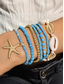 cheap Women&#039;s Bracelet-Women&#039;s Boho Shell Beaded Bracelet Set - 7-Piece Starfish Charm Stretch Bracelet in Various Colors for Summer Beach Wear and Resort Wear