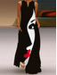 ieftine Artă și design rochii-Pentru femei Rochie Maxi Rochie A line Rochie de vară Vacanță Casual Boho Zilnic Concediu Potrivire Largă Grafic Abstract Fără manșon În V Alb Roșu-aprins Albastru piscină Vară