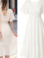 preiswerte Chiffonkleider-Damen Midikleid Cocktailkleid Kleid für Hochzeitsgäste Chiffonkleid Mode Modern Urlaub Teegesellschaft Wochenende Normale Passform Einfach Kurzarm V Ausschnitt Schwarz Weiß Rosa Aprikose Sommer