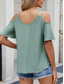 cheap Women&#039;s Plain Tops-Women&#039;s Shirt Blouse Solid Color Stylish Casual Short Sleeve Strap Regular Tops Daily Eyelet Sage Green Black White Pink Sky Blue Summer