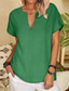 abordables Chemises-Femmes Chemisier Couleur Unie Élégant Occasionnel Manche Courte Col en V Hauts Réguliers Quotidien Fête Noir Blanche Rose Claire Bleu Vert Été