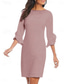 tanie Sukienki koktajlowe-Suknie Koktajlowe Sheath Minimalistyczna Suknia na Przyjęcie Koktajlowe do Kolan 3/4 Rękaw Dekolt Kryształowy Jesienne Wesele Gość Chiffon z Falbanami Suknie