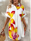 abordables Vestido Floral-Vestido camisero mini para mujer, vestido recto, informal, semiformal, diario, corte regular, estampado floral, manga corta, cuello camisero, amarillo, verano