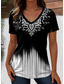 cheap Boho tee-Women&#039;s T Shirt Graphic Paisley Bohemia Stylish Casual Short Sleeve V Neck Regular Tops Daily Weekend Beach Wear Print White / Black Black Red Light Brown Purple Summer