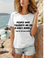 cheap Humor&amp;Quotes tee-Women&#039;s T Shirt Cotton Shirt Graphic Letter Vintage Stylish Casual Short Sleeve Crew Neck Round Neck Regular Tops Daily Print Black White Gray Summer Spring