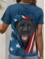 cheap Animals tee-Patriotic black lab Puppy By Vincent Hie Women&#039;s T Shirt Graphic Animal Flag Vintage Stylish Classic Short Sleeve Crew Neck Round Neck Regular Tops Daily Print Blue Summer Spring