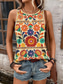 cheap Floral Tank Top-Women&#039;s Camisole Tank Top Floral Graphic Bohemia Hawaiian Ethnic Sleeveless Crew Neck Regular Tops Daily Print Black Yellow Summer Spring