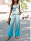 abordables Ensembles deux pièces-Ensembles de pantalons pour femmes mode de vacances quotidienne sans manches col en U graphique floral géométrique extérieur décontracté quotidien blanc bleu bleu ciel été coupe ample