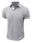 cheap Men&#039;s Classic Polo-Men&#039;s Golf Shirt Golf Polos Shirts Work Casual Lapel Short Sleeve Basic Modern Plain Patchwork Buttons Summer Regular Fit Royal Blue Smoke Light Blue Grey Golf Shirt