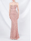 cheap Prom Dresses-Mermaid / Trumpet Prom Dresses Pink Dress Corset Dress Performance Wedding Floor Length Spaghetti Strap with Sequin