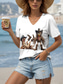 cheap Animals tee-Women&#039;s T Shirt Graphic Animal Rooster Vintage Stylish Classic Short Sleeve V Neck Regular Tops Daily Print White Summer Spring