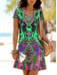 abordables Vestidos Boho-Mujer Mini vestido Vestido estilo camiseta Vestido de una línea Vestido de verano Casual Diario Ajuste regular Graphic Tribal Manga Corta Cuello redondo Azul Piscina Morado Naranja Verde Trébol