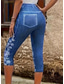 voordelige Blauwe 3D Print-Vrouwen Leggings Capri Broek Hoge Elasticiteit Vakantie Vintage Mode Kalfslengte Midden Taille Bloem Motief Print Ademend Zacht Vakantie Casual Dagelijks Eierschaal Blauw Zomer Lente Reguliere Pasvorm