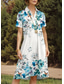 cheap Floral Dress-Women&#039;s Midi Dress A Line Dress Vacation Casual Daily Date Regular Fit Floral Graphic Butterfly Short Sleeve Shirt Collar Blue Summer Spring