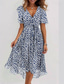 cheap Casual Floral Dresses-Women&#039;s Mini Dress Cocktail Dress Floral Dress Fashion Modern Outdoor Vacation Holiday Regular Fit Flower Short Sleeve V Neck Light Green Red Navy Blue Royal Blue Summer