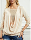 cheap Women&#039;s Plain Tops-Women&#039;s Blouse Solid Color Stylish Casual Long Sleeve Cowl Neck Regular Tops Daily Sequins Patchwork Black Pink Wine Khaki Summer