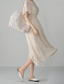 preiswerte Chiffonkleider-Damen Midikleid Cocktailkleid Kleid für Hochzeitsgäste Chiffonkleid Mode Modern Urlaub Teegesellschaft Wochenende Normale Passform Einfach Kurzarm V Ausschnitt Schwarz Weiß Rosa Aprikose Sommer