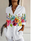 cheap Floral Tops-Women&#039;s Shirt Floral Graphic Daily Stylish Casual Long Sleeve Shirt Collar Regular Tops Work Daily Buttons Print White Pink Orange Summer Spring