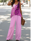 abordables Ensembles deux pièces-Ensembles de Pantalons Femme 2 Pièces Vacances Quotidien Sans Manches Col en U Ombre Graphique Décontracté Quotidien Rose Bleu Vert Été Coupe Ample