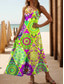 ieftine Rochii boho-Pentru femei Rochie Maxi Rochie A line Rochie Slip Vacanță Casual Boho Plajă Fit regulat Floral Grafic Fără manșon În V Bretele Spagheti Roșu-aprins Albastru piscină Trifoi Vară Primăvară