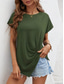 cheap Plain tee-Women&#039;s T Shirt Solid Color Plain Fashion Classic Casual Short Sleeve Crew Neck Regular Tops Daily Weekend Asymmetrical Black White Army Green Navy Blue Summer