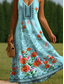 economico Abiti floreali-Per donna Abito maxi Abito a trapezio Abito Sottoveste Vacanza Casual Boho Uscire Vestibilità regolare Floreale Grafico Senza Maniche Scollo a V Spalline sottili Blu Estate Primavera