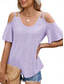 cheap Women&#039;s Plain Tops-Women&#039;s Shirt Blouse Solid Color Stylish Casual Short Sleeve Strap Regular Tops Daily Eyelet Sage Green Black White Pink Sky Blue Summer