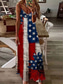cheap Independence Day Dress-Independence Day Women&#039;s Patriotic Fourth of July Dress Maxi Dress Sundress A Line Dress Slip Dress Vacation Casual Going out Beach Regular Fit Graphic National Flag Sleeveless V Neck Red