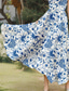 abordables Vestidos Boho-Mujer Vestido Midi Vestido de verano Vestido de una línea Vestido con hombros descubiertos Vacaciones Casual Boho Exterior Fiesta Noche Estándar Floral Graphic Sin Mangas Escote en U Azul Piscina