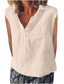 billige Skjorter-dame bomull lin camisole tank topp ensfarget elegant stilig casual ermeløs v-hals vanlige topper daglig ferie hvit rosa blå grønn sommer vår