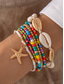 cheap Women&#039;s Bracelet-Women&#039;s Boho Shell Beaded Bracelet Set - 7-Piece Starfish Charm Stretch Bracelet in Various Colors for Summer Beach Wear and Resort Wear