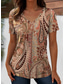 cheap Boho tee-Women&#039;s T Shirt Graphic Paisley Bohemia Stylish Casual Short Sleeve V Neck Regular Tops Daily Weekend Beach Wear Print White / Black Black Red Light Brown Purple Summer