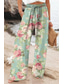 cheap Wide Leg &amp; High Waisted-Women&#039;s Wide Leg Chinos Baggy Pants Vacation Vintage Fashion Full Length High Waist Floral Graphic Printing Thermal Warm Breathable Soft Micro-elastic Vacation Street Causal Robin&#039;s Egg Blue White