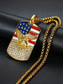 cheap Accessories-United States 250th Anniversary Men's American Flag Eagle Pendant Necklace – Gold Stainless Steel Patriotic Jewelry with Rhinestones for Independence Day, Veterans and Military Appreciation