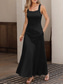 preiswerte Einfaches Kleid-Damen Maxikleid A Linie Kleid Sommerkleid Schulterfreies Kleid Urlaub Lässig Party Date Normale Passform Einfarbig Grafik Ärmellos Quadrathals Schwarz Weiß Rosa Grau Sommer Frühling