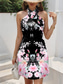 preiswerte Blumenkleider-Damen Minikleid Sommerkleid A Linie Kleid Halterkleid Urlaub Lässig Ausgehen Normale Passform Blumen Grafik Ärmellos V Ausschnitt Schwarz Weiß Blau Grün Sommer