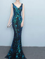 cheap Prom Dresses-Mermaid / Trumpet Quinceanera Dresses Elegant Dress Formal Wedding Floor Length Sleeveless V Neck Sequined with Sequin 2025