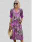 cheap Print Floral Dresses-Women&#039;s Midi Dress Summer Dress Print Dress Elegant Daily Going out Regular Fit Geometric Multicolor Short Sleeve V Neck Red Blue Purple Khaki Summer