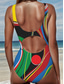 preiswerte Einteilige Badeanzüge-Damen Badeanzüge Einteiler Monokini Hoher Schnitt Badeanzug Rückenfrei Bauchkontrolle Hohe Taille Schlank Urlaub Vintage Grafik Geometrisch U-Ausschnitt Ärmellos Badeanzüge