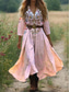 levne Boho šaty-Dámské Boho šaty Západní šaty Vintage maxi šaty Sundress Záhybové šaty Dovolená Neformální Boho Vycházkové plážové Grafické Paisley Kmenové 3/4 délka rukávu V krku Černé Růžové Modré Oranžové Léto