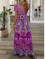 ieftine Rochie boho-Pentru femei Rochie Maxi Rochii Tricou Rochie de Vară Rochie de vară Vacanță Boho Concediu Fit regulat Grafic Tribal Abstract Manșon scurt Stil Nautic Galben Albastru piscină Mov Portocaliu Var