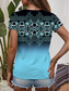cheap Boho tee-Women&#039;s T Shirt Ombre Graphic Geometric Vintage Stylish Casual Short Sleeve V Neck Regular Tops Daily Print Blue Purple Green Summer Spring